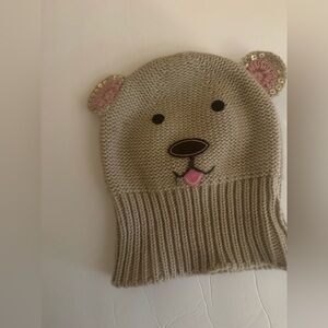 Adorable Bear Knit Hat for Kids - Tan and Pink